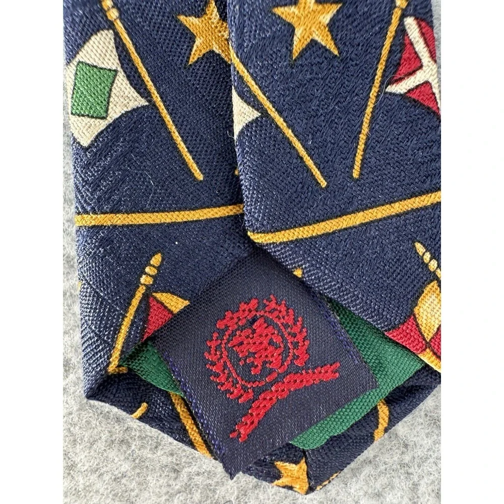 Tommy‎ Hilfiger Nautical Flags 100% Silk Necktie Navy Blue Sailing Maritime Tie